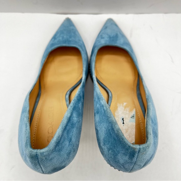 Coach Women’s Sz 8.5B Waverly Pumps in Light Blue Suede Heels Wedding Bride - Picture 11 of 16
